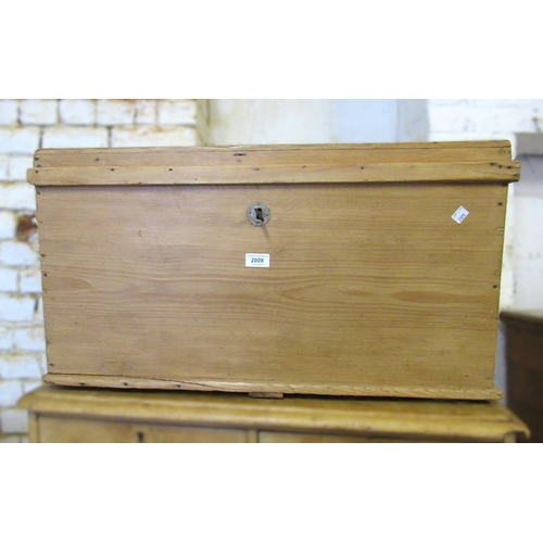 2008 - Small pine trunk with a hinged dome lid, 77cm wide