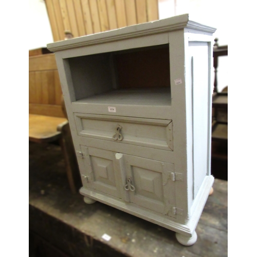 2174 - 20th Century hardwood side cabinet with cubby hole, single drawer and two fielded panel doors on low... 