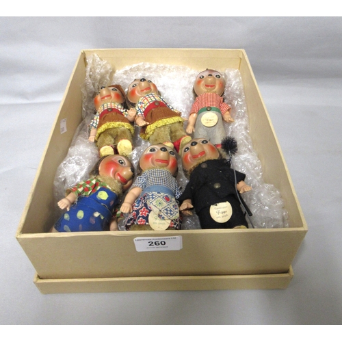 260 - Group of six 1930s Steiff clockwork hedgehogs, including chimney sweep etc.