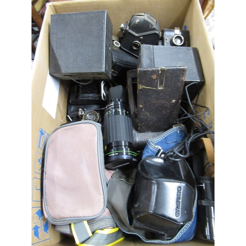 332 - Quantity of cameras including Olympus OM10, Zenit 12xp etc