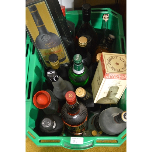 37 - Miscellaneous bottles of various spirits, liqueurs etc.