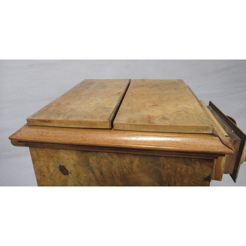 452 - Late 19th Century burr walnut stereoscopic double viewer having twin hinged mirrors and eyepieces co... 