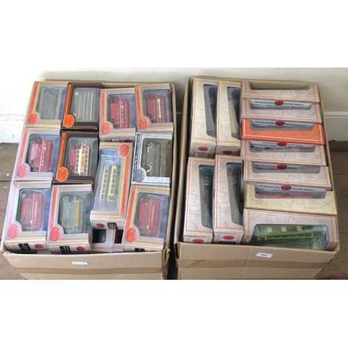 465 - Two boxes containing a large collection of Exclusive First Edition 1/76th scale model coaches and bu... 