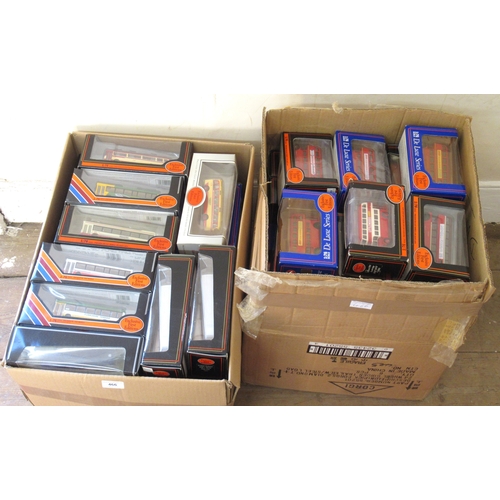 466 - Two large boxes containing a collection of Exclusive First Edition 1/76th scale coaches and buses et... 