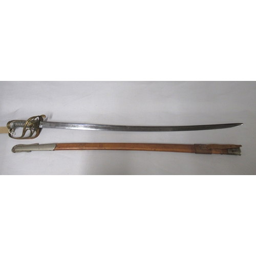 495 - Victorian Officer's dress sword with brown leather scabbard
