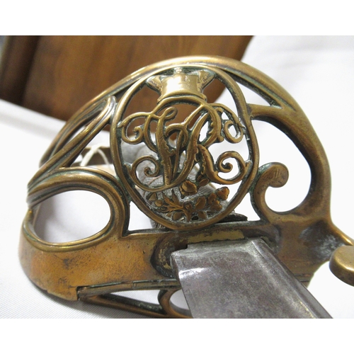 495 - Victorian Officer's dress sword with brown leather scabbard