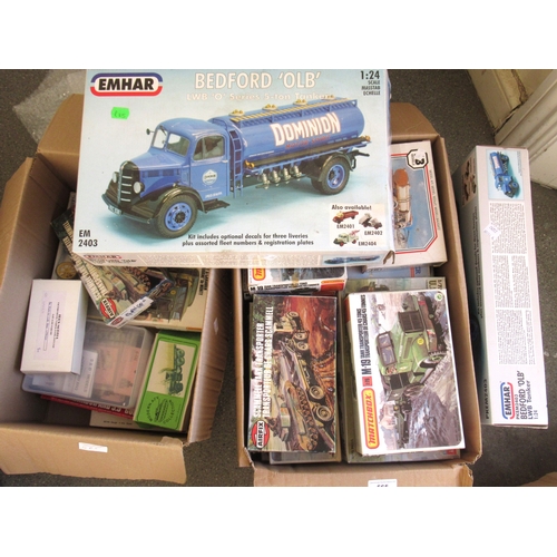565 - Two Emhar Bedford ' OLB ' tanker kits, unbuilt, together with two boxes containing a large quantity ... 