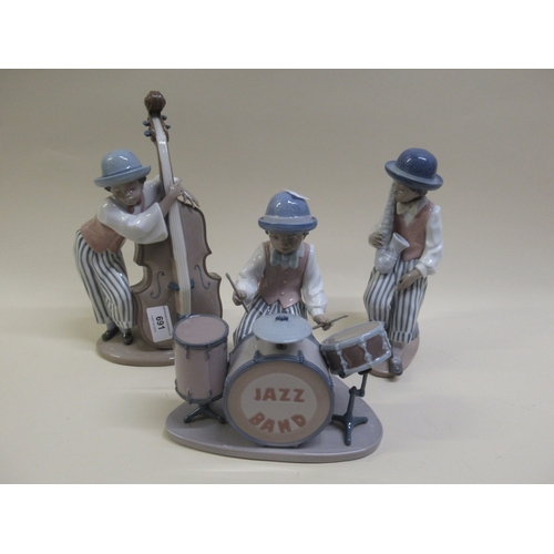691 - Lladro porcelain three piece Jazz band