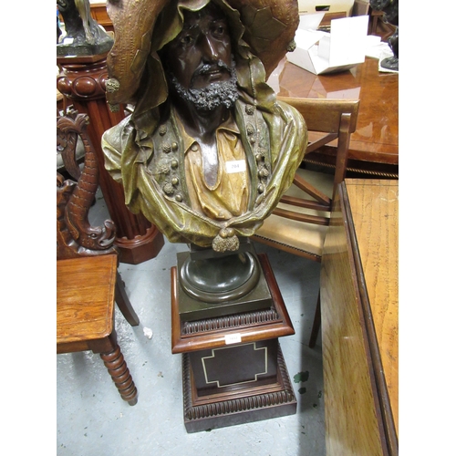 704 - Pair of large 19th Century Austrian painted terracotta busts of a Moorish man and woman, 74cm high, ... 