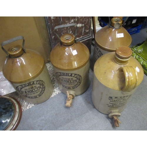 751 - Three stoneware flagons for Franklins ginger beer, 40cm high, together with another H. Lee mineral w... 