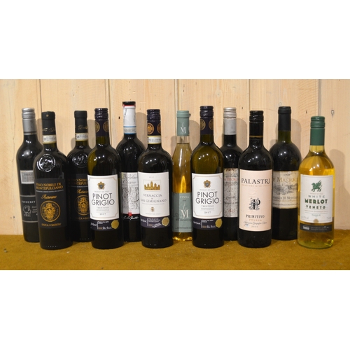 76 - Mixed collection of twelve bottles, mainly Italian, red and white table wines