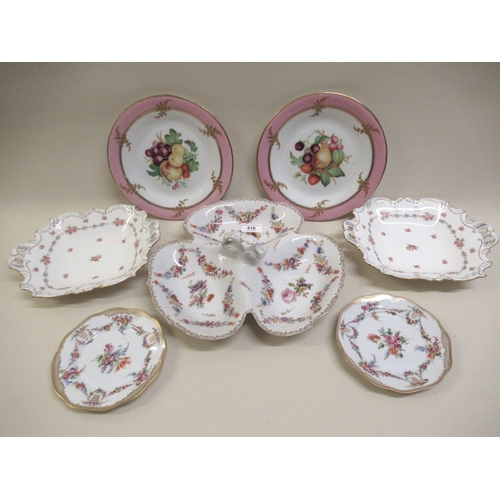 810 - Pair of Coalport dessert dishes, pair of fruit plates, pair of floral decorated plates and a pair of... 