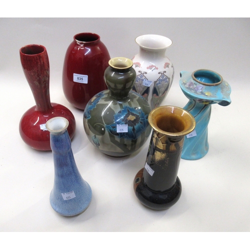 835 - Royal Bonn vase of Art Nouveau floral design 22cm high, together with two items of Howson red luster... 