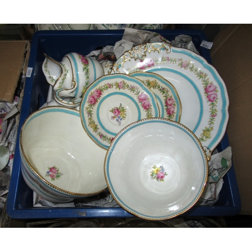897 - Copeland 19th Century / early 20th Century gilt floral and blue banded tea and part dinner service