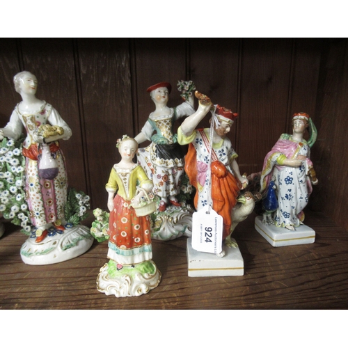 924 - Collection of nine 18th / 19th Century English pottery and porcelain figures, including Derby, Chels... 