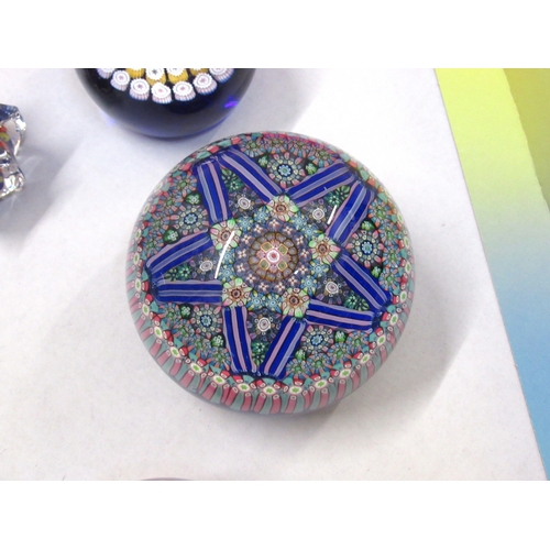 943 - Good quality modern Millefiori glass paperweight, together with a small collection of other various ... 