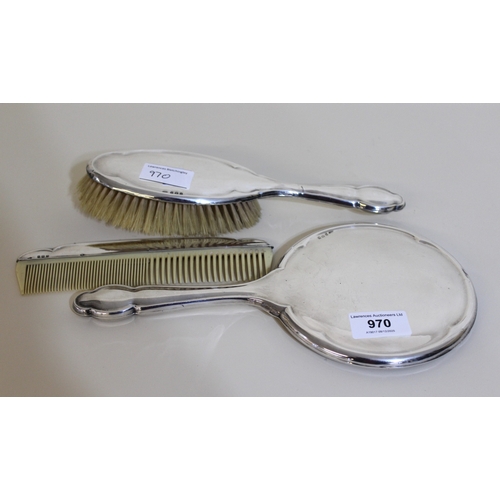 970 - Silver mounted three piece dressing table set