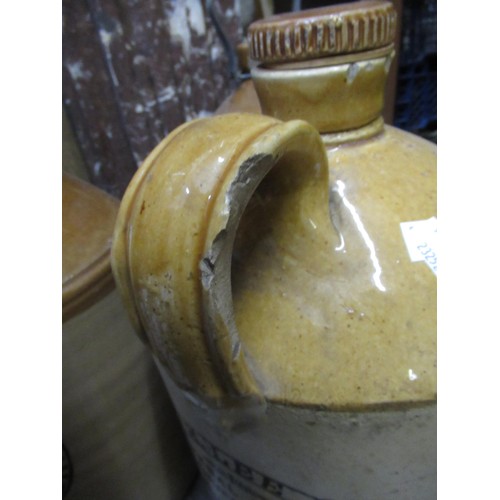 751 - Three stoneware flagons for Franklins ginger beer, 40cm high, together with another H. Lee mineral w... 