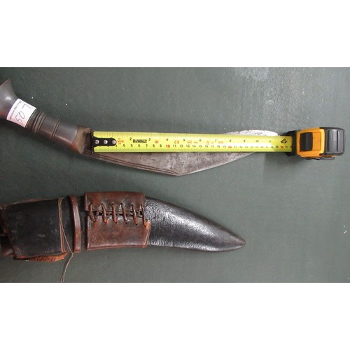 507 - 25 Gurkha Regiment kukri with metal grip, together with another