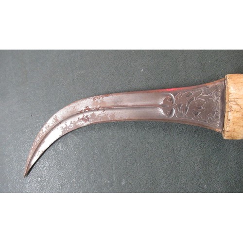 601 - Antique ceremonial sword, together with an Eastern dagger with bone handle and a policeman's trunche... 