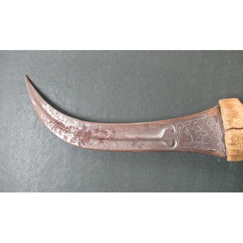 601 - Antique ceremonial sword, together with an Eastern dagger with bone handle and a policeman's trunche... 