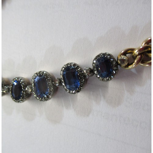 1220 - 19th / 20th Century bracelet set five graduated sapphire and diamond clusters mounted on a French 18... 