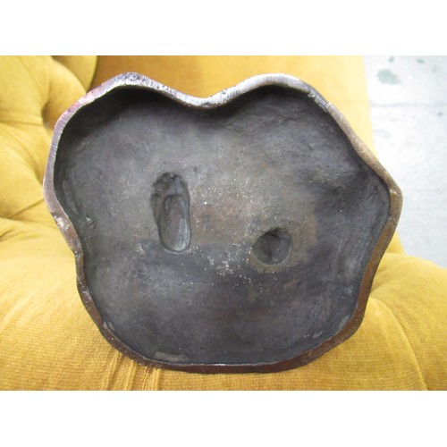 2197 - Genryusai Seiya (Japanese Meiji period), dark patinated bronze figure, man wearing a wide brimmed ha... 