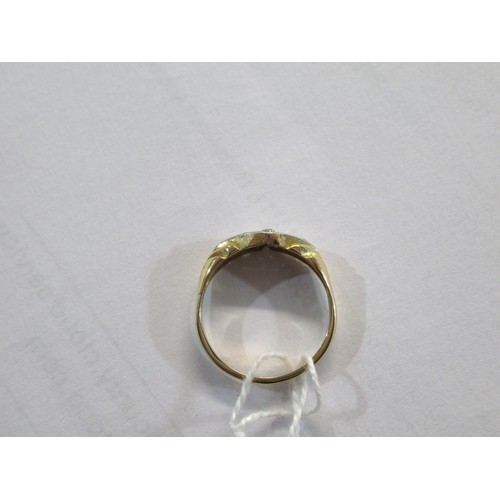 1176 - Unmarked yellow metal four stone diamond ring, size 'N'
