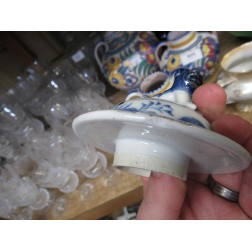 807 - 19th Century Chinese blue and white baluster form vase and cover with four character mark to the bas... 