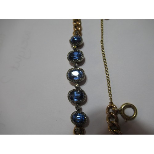 1220 - 19th / 20th Century bracelet set five graduated sapphire and diamond clusters mounted on a French 18... 