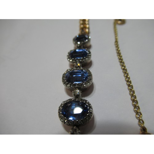 1220 - 19th / 20th Century bracelet set five graduated sapphire and diamond clusters mounted on a French 18... 