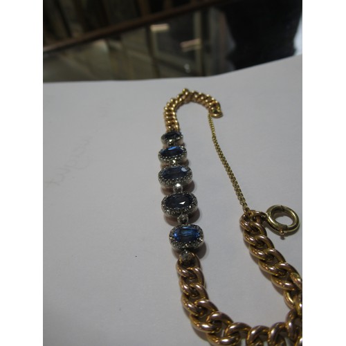1220 - 19th / 20th Century bracelet set five graduated sapphire and diamond clusters mounted on a French 18... 