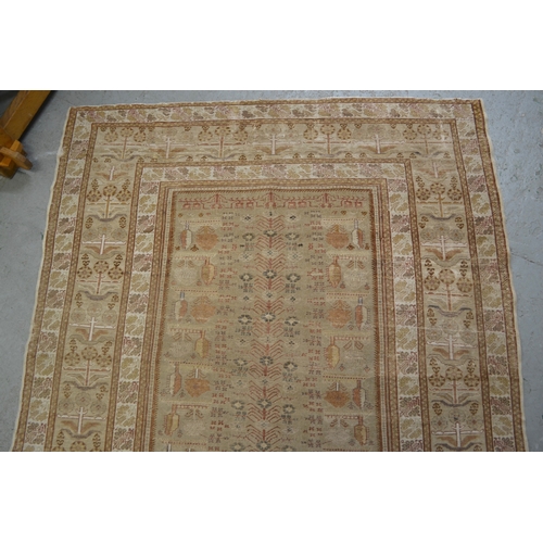 17 - Antique Persian prayer rug with a central mihrab, with tree of life and foliage design on a beige gr... 