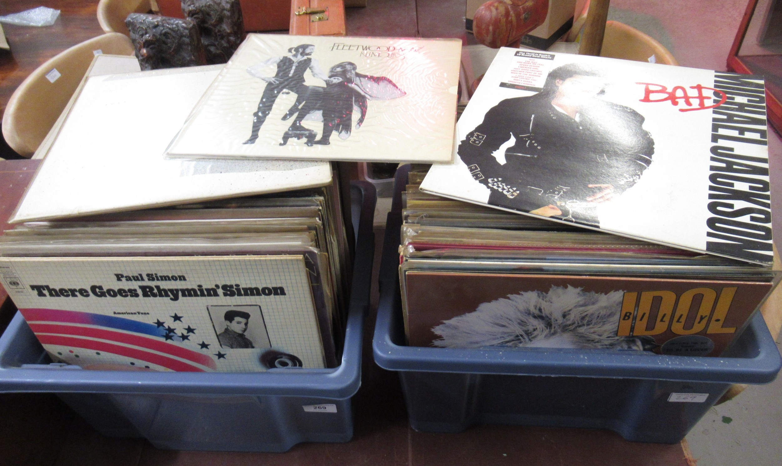 Two boxes containing a collection of vinyl LP records, mainly 1970s and ...