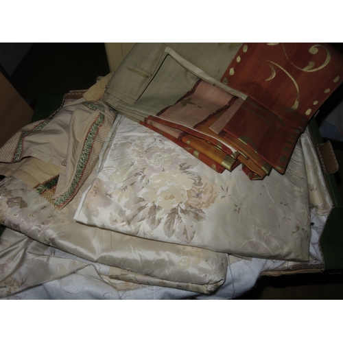 31 - Two boxes of linen, including lace edge table cloths