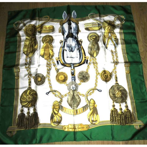 40 - Hermes Frontaux et Cocardes silk head scarf