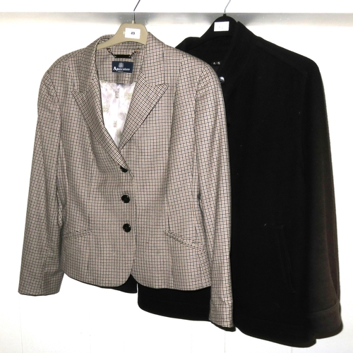 49 - Aquascutum, ladies blazer, size 16R and a Daks, London, black half length overcoat
