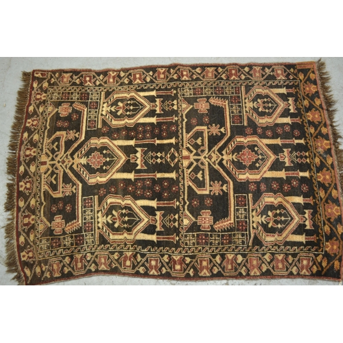 5 - Small Belouch rug with a triple medallion design on a cream ground with border, 140 x 83cm approxima... 
