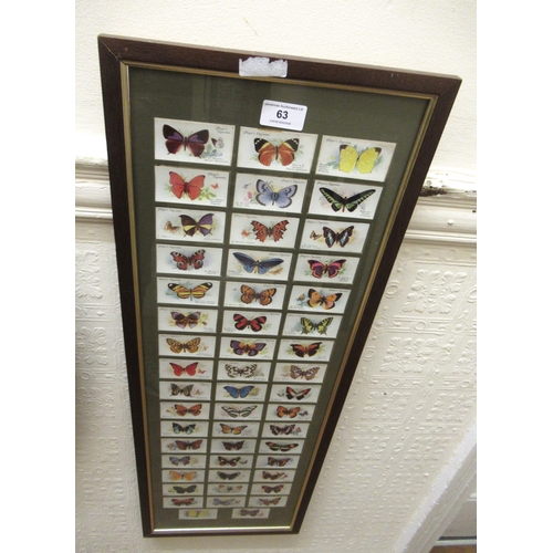 63 - Two framed sets of cigarette cards, Players butterflies and Gallaher butterflies and moths