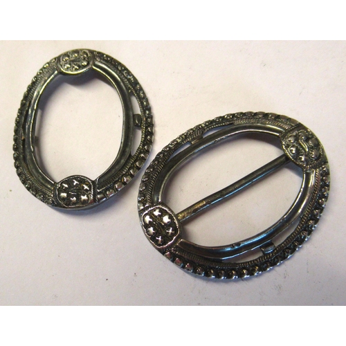 Pair of Georgian cast silver oval shoe buckles