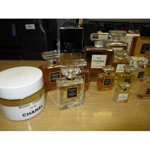 Collection of various Chanel perfumes