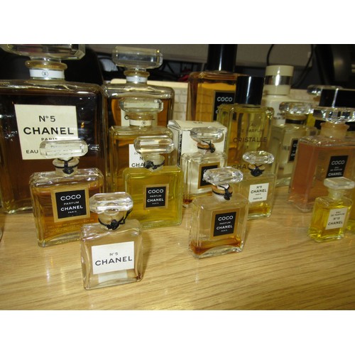 Collection of various Chanel perfumes