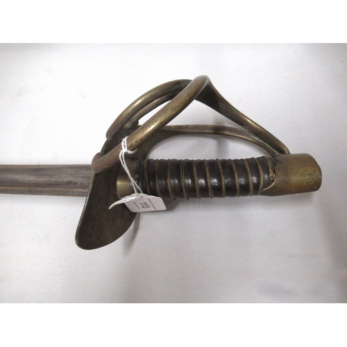 113 - 19th Century sword with leather grip and brass basket guard