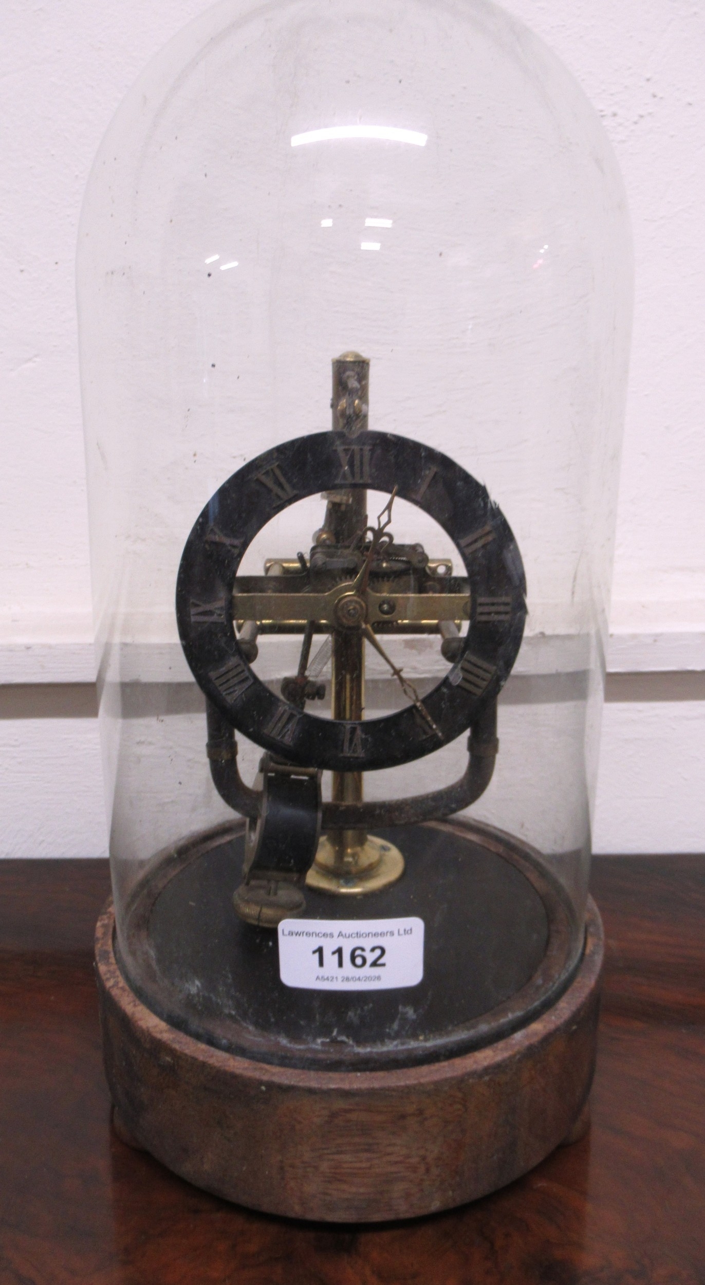 Early 20th Century brass battery operated Magneto clock, under a glass ...