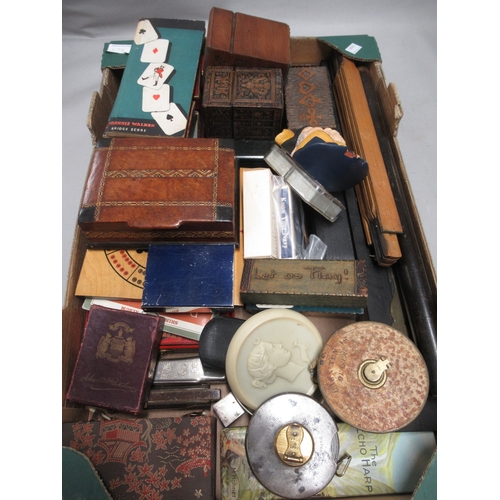 294 - Quantity of various playing cards, drawing instruments, harmonicas and other sundries