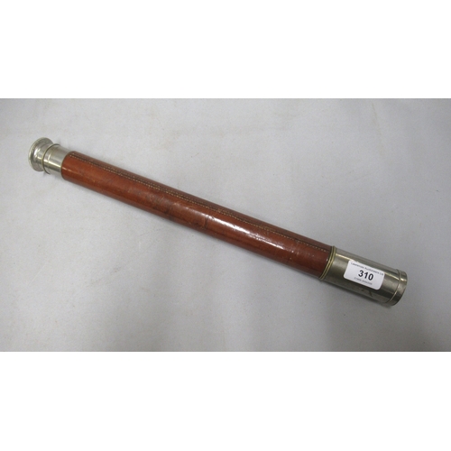 310 - French nickel plate and leather covered telescope and three other telescopes