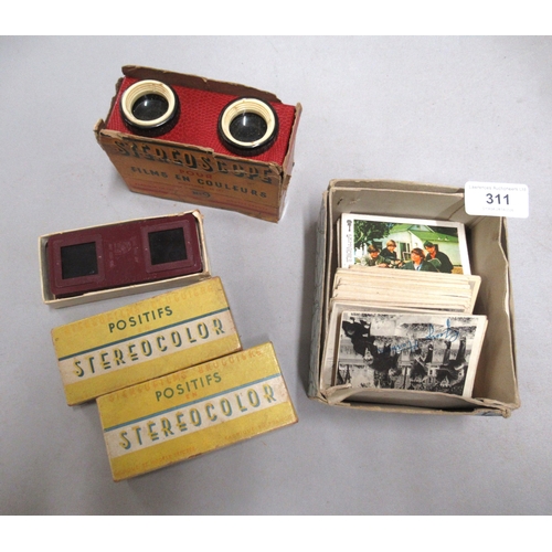 311 - Collection of Beatles related collectors cards, together with a stereo viewer with cards