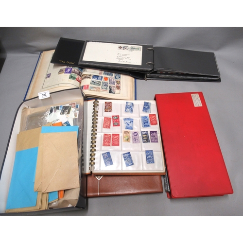 322 - Two albums of First Days Covers, four various albums / stock books of stamps and a quantity of loose... 