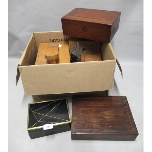 341 - 19th Century rosewood box, together with a quantity of other boxes