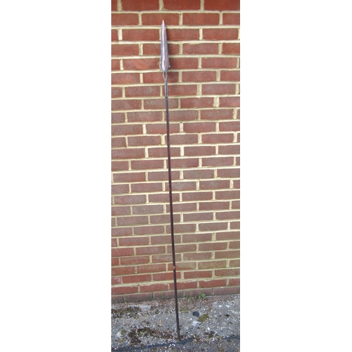 65 - African copper spear with wooden shaft